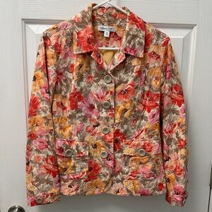 Coldwater Creek Women's Floral Blazer - Red, Pink, Orange